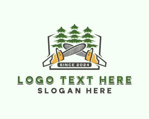 Tool - Chainsaw Pine Tree Lumberjack logo design