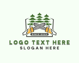 Woodcutting - Chainsaw Pine Tree Lumberjack logo design
