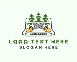 Chainsaw Pine Tree Lumberjack Logo