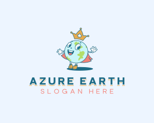 Crown Earth Globe logo design