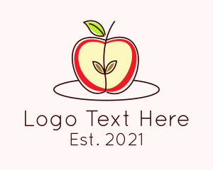 Red Apple - Monoline Slice Apple logo design