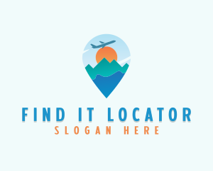 Airplane Travel Location Pin logo design