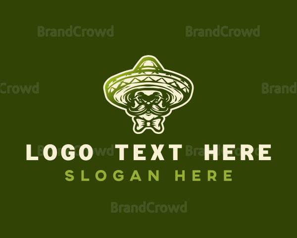 Mexican Mustache Man Sombrero Logo