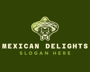 Mexican Mustache Man Sombrero logo design