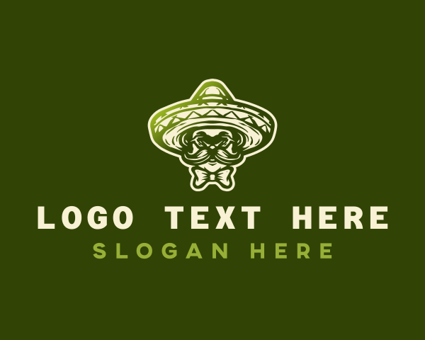 Gourmet - Mexican Mustache Man Sombrero logo design