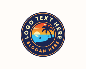 Coconut Tree - Sunset Beach Vacation logo design
