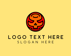 Steam - Scary Halloween Skull logo design