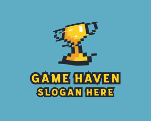 Playstation - Tournament Trophy Pixel Gaming logo design