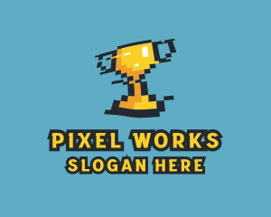 Pixel - Tournament Trophy Pixel Gaming logo design