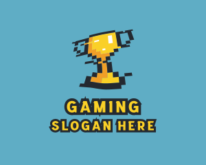 Tournament Trophy Pixel Gaming logo design