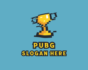 Tournament Trophy Pixel Gaming logo design