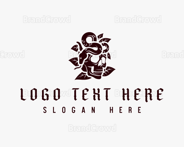 Skull Snake Leaf Logo