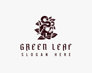 Skull Snake Leaf logo design