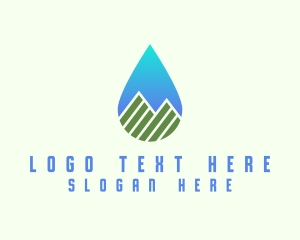 Fluid - Mountain Water Drop logo design