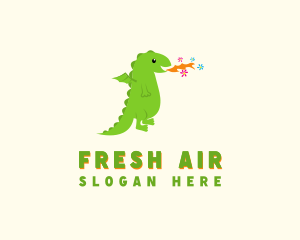 Breath - Green Kids Fire Flower Dragon logo design