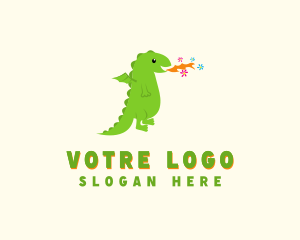 Breath - Green Kids Fire Flower Dragon logo design