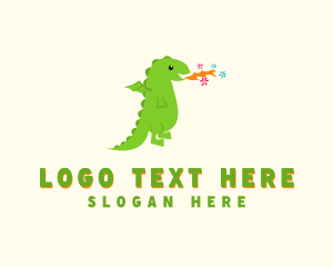 Fictional - Green Kids Fire Flower Dragon logo design