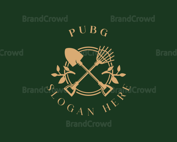 Shovel Rake Gardening Logo