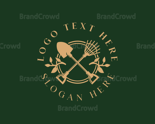 Shovel Rake Gardening Logo