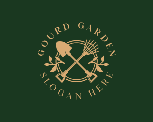 Shovel Rake Gardening logo design