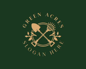 Agricultural - Shovel Rake Gardening logo design