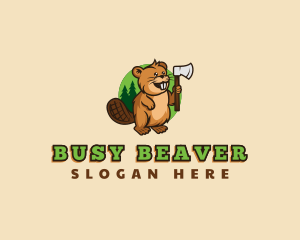 Beaver Lumberjack Axe logo design