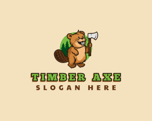 Beaver Lumberjack Axe logo design