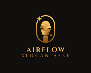 Gold Microphone Audio Mic logo design