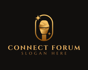 Forum - Gold Microphone Audio Mic logo design