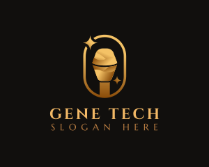 Gold Microphone Audio Mic logo design