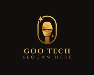 Gold Microphone Audio Mic logo design