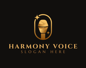 Sing - Gold Microphone Audio Mic logo design