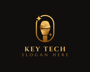 Gold Microphone Audio Mic logo design