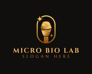 Gold Microphone Audio Mic logo design