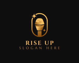 Gold Microphone Audio Mic logo design