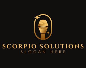 Gold Microphone Audio Mic logo design