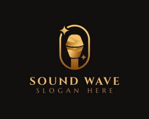 Audio - Gold Microphone Audio Mic logo design