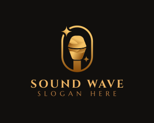 Mic - Gold Microphone Audio Mic logo design