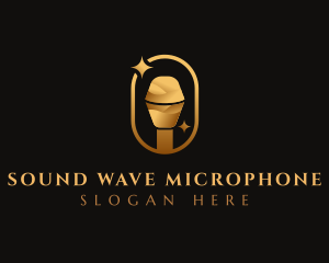 Microphone - Gold Microphone Audio Mic logo design