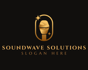 Audio - Gold Microphone Audio Mic logo design