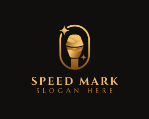 Gold Microphone Audio Mic logo design