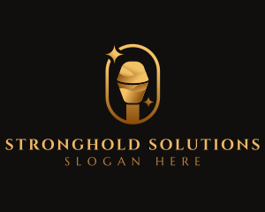 Gold Microphone Audio Mic logo design