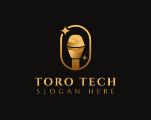 Gold Microphone Audio Mic logo design