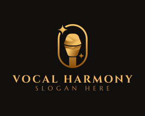 Voice - Gold Microphone Audio Mic logo design