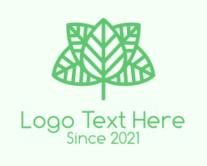 Symmetrical - Green Leaf Outline logo design