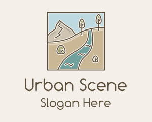 Scene - Mountain River Hike logo design