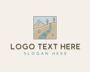 Outdoor - Mountain River Hike logo design