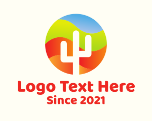 Painting - Multicolor Cactus Desert logo design
