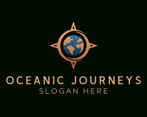 Voyage - Globe Compass Map logo design