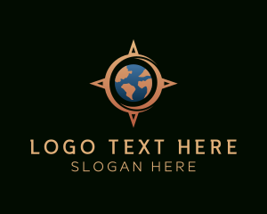 Voyage - Globe Compass Map logo design